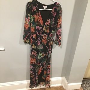 Size Large NY&Co. Floral sheer dress wrap around